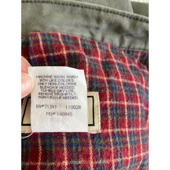 L.L. Bean Warm Double Flannel Layered Green Pleat Front Thermal Pants Sz 42x32‎ - Picture 7 of 10